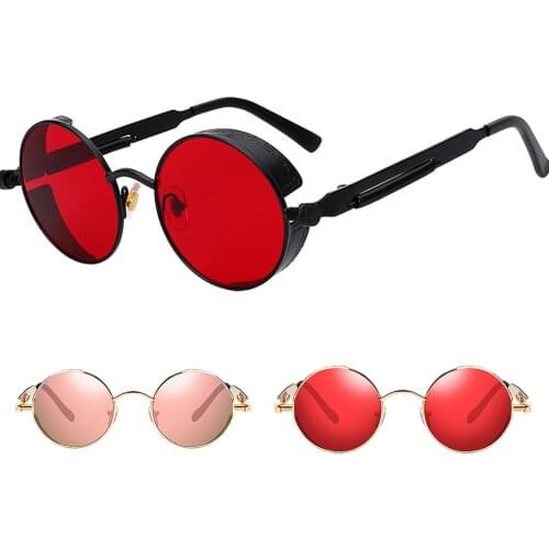 Metal Round Steampunk Sunglasses Men Women Fashion Glasses Brand Designer Retro Frame Vintage Sunglasses High Quality UV400