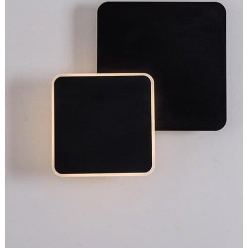 Black/ White Modern Loft Cearative Bedroom Wall Light Removable Square Study Aisle Light Led Wall Sconce Free Shipping