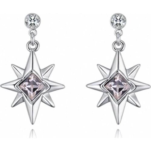 TRACYSWING Brand Real Austrian Crystals Fashion trendy Dangle Earrings For Women Gift White Gold Color #TW131856