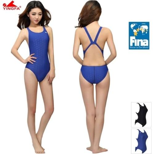 Yingfa FINA Approved Competition Waterproof Chlorine Resistant Women One Piece Sharkskin Swimwear Bathing Suit Girl Swimsuit 921