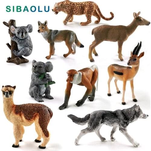 Wolf Deer Leopard Alpaca Koala Antelope Monkey animal model figurines home decor miniature fairy garden decoration accessories