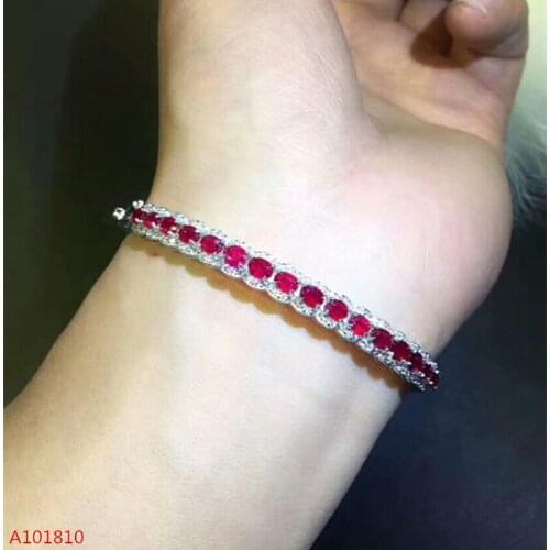KJJEAXCMY fine jewelry 925 pure silver inlaid natural ruby female Bracelet support test