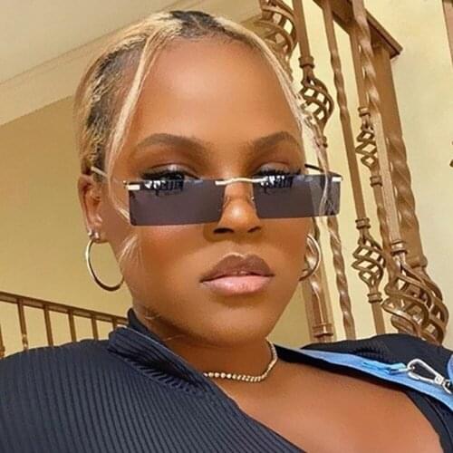 Rimless Rectangle Womens Sunglasses 2020 Luxury Brand Desigb Tinted Lens Sun Glasses Fashion Square Eyewear Shades for Female