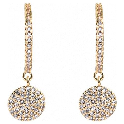 New Fashion Round Gold Color Drop Earrings for Women Wedding Party Shiny AAA Cubic Zirconia Female Earring Jewelry Gifts LE1459