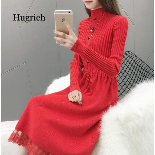 New Fashion 2020 Autumn Winter Women Long Sweater Dress Pullovers Warm Knitted Sweaters Pullover Dresses Lady