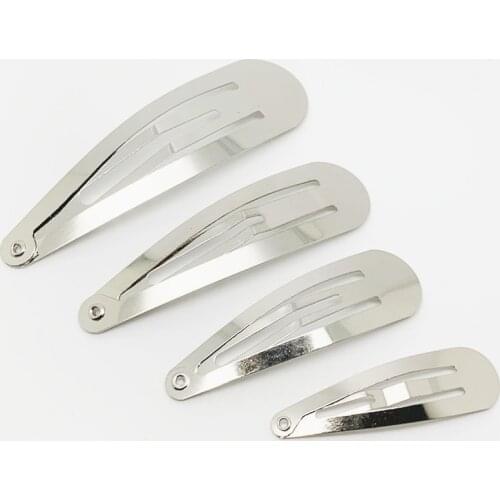 100pcs/lot Silver Black Tone Snap Hair Clips 3-10cm Craft Bow Handmade DIY Hair Accessories for Women Girls Hairgrip Hair Clip