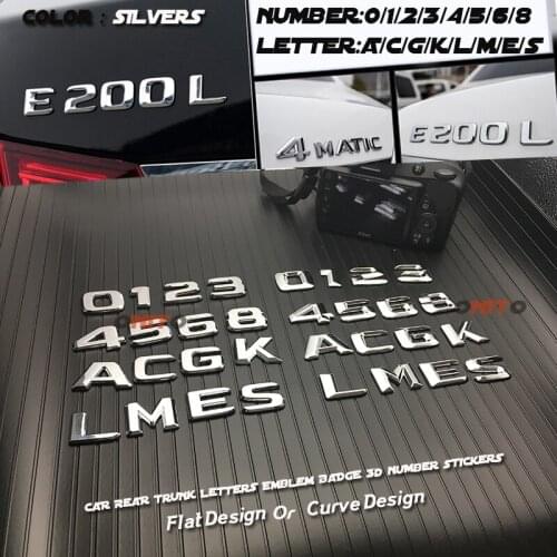 100x For Mercedes Benz A Class S GL ML SLK GLK A B E W205 W213 GLA Number Trunk Rear Emblem Badge Letters Sticker Label Silvery