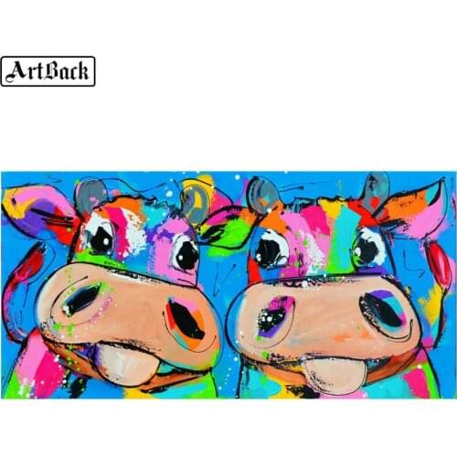 5d diy diamond painting watercolor cow colorful animal full square drill diamond embroidery 3d mosaic artwork