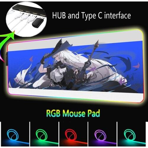Pc Accessories GamingRGB Mouse Pad Anime Mat with USB Hub MousePad Xl Speed Gaming Computer Keyboards LED Backlight Gamer Carpet