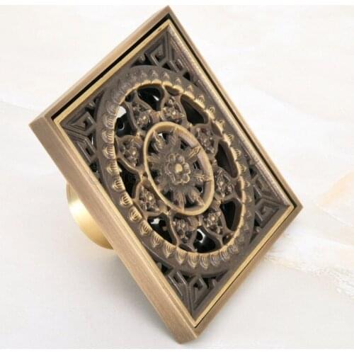 Antique Brass shower drain squrae Bathroom Floor Waste Water Strainer Whr051