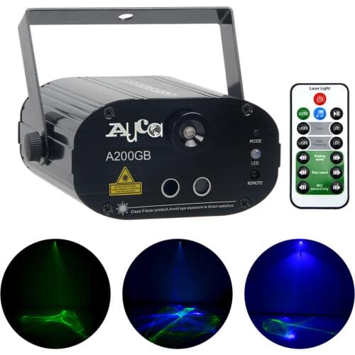 AUCD Mini Remote GB Laser Lights Blue LED Lamp Water Wave Aurora Mix Projector Effect Disco DJ Party Show Stage Lighting SLA200
