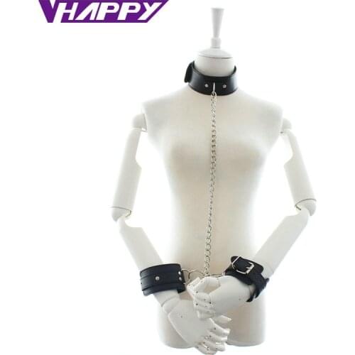 Bdsm Dog Collar Handcuffs Bondage Slave Restraints Belt Sex toys for couples Esposas para el sexo Flirt Sexy Cat Eye Party