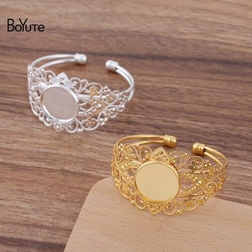 BoYuTe (5 Pieces/Lot) 65*60MM Metal Brass Filigree Bracelet Base with 20MM Blank Tray Diy Bracelet Jewelry Accessories