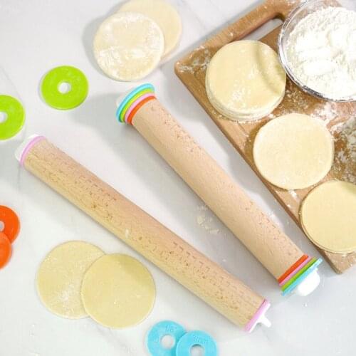 Household Thickness Adjustable Rolling Pin Scaled Size Number Wooden Flour Stick Pressed Dumpling Wrapper Kitchen Pastry Tools