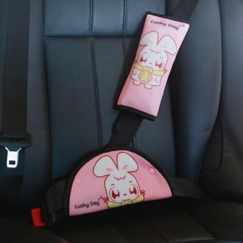 Seat Belt Shoulder Pad Child Kawai Little White Rabbit Girl Dinosaur Boy Car Anti-stroke Seat Belt Harness For Kid Nylon Cushion