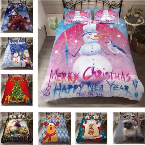 Home Textiles Christmas Bedding Set 2/3pcs Santa Claus Duvet Cover Set Santa Presents Pattern Comforter Cover With Pillowcase