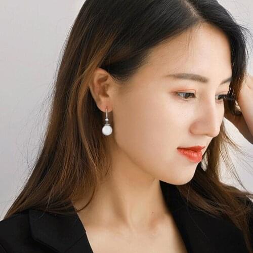 Elegant Round Imitation Pearl Earrings Dazzling CZ Women Engagement Wedding Graceful Accessories Fashion Earrings