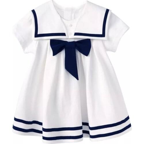 Tailor-made Adult Doll Dress Cotton White Navy short Skirt