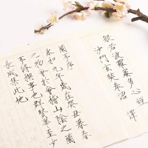Chinese Brush Calligraphy Practice Copybook Half-Ripe Rice Paper Copybook Adult Beginner Slender Gold Heart Sutra Copybooks