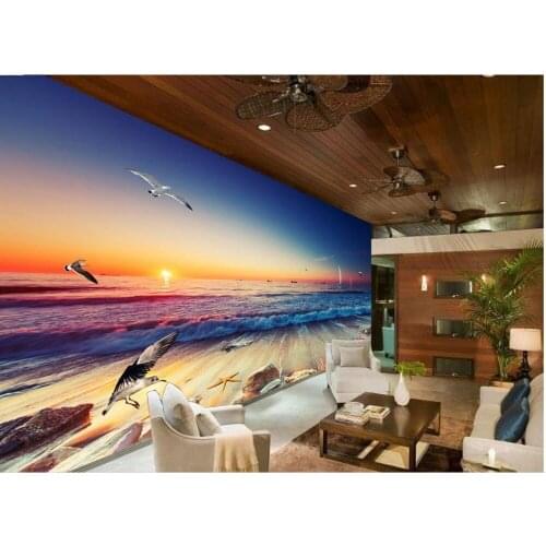 Classic wallpaper for walls Beautiful gorgeous surf beach custom 3d photo wallpaper 3d stereoscopic wallpaper