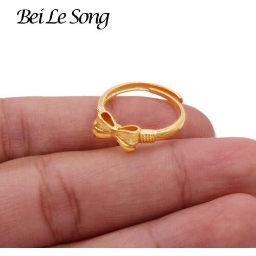 Bowknot ring Jewelry NEW 24K gold color luxury ring for women girls wedding jewellery resizable rings Dubai African wife gifts