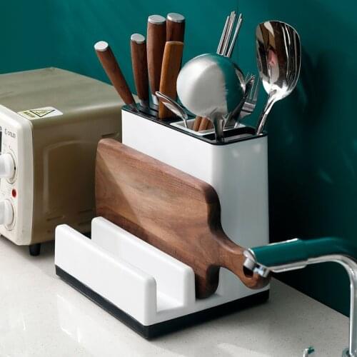 Kitchen Storage Box Plastic Scissors Knife Holder Cutting Board Holder Draining Rack Storage Shelf Organizer Chopping Knife Rack