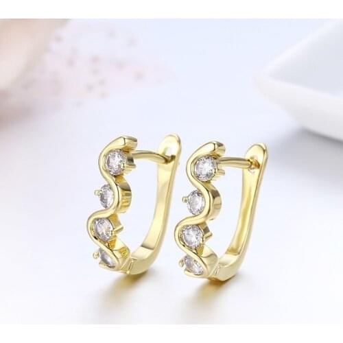 Cute S Shape CZ Small Loop Huggie Hoops Earrings For Women Child Girls Kids Brass Gold Color Jewelry Oorbellen Aretes Arose