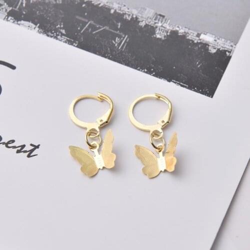 Trendy Butterfly Hoop Earrings For Women Girls Elegant Korean Dangle Earrings Set Eardrop Fashion Jewelry Small Light Gifts