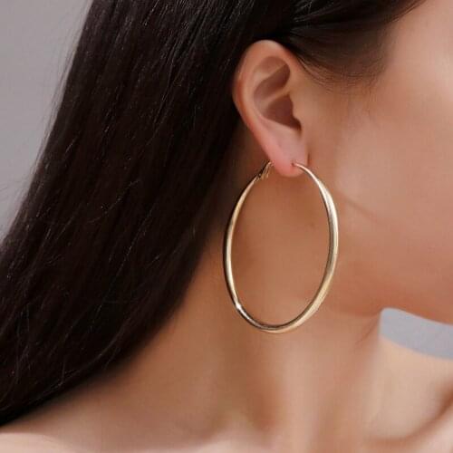 BLIJERY Trendy Punk Gold Color Metal Big Hoop Earrings for Women Statement Jewelry Smooth Circle Earrings Boucles d'oreilles
