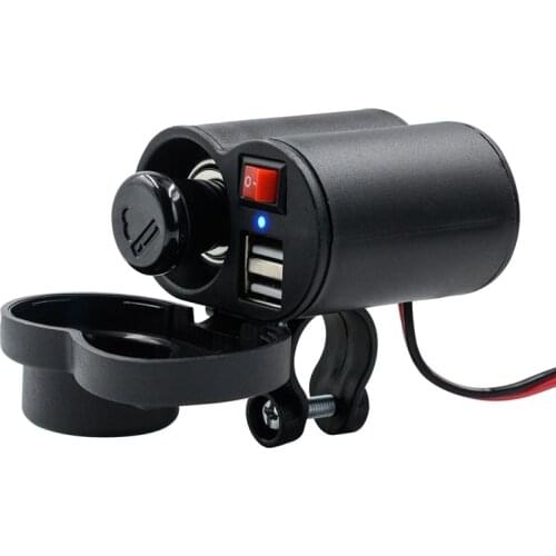 Motorcycle USB Charger Phone 12V Cigar Lighter Socket Dual USB Motorcycle Lighter Socket Charger Waterproof