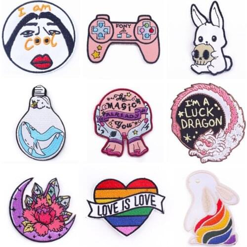 Cartoon Animal Patch Embroidered Patches For Clothing Rabbit Dinosaur Stickers Iron On Clothes Frog Appliques Badges For T-Shirt