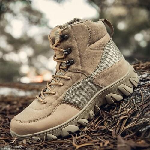 Hiking Shoes Men 2021 Spring Summer Boots Leather Sneakers Mens Boots Outdoor Male Hiking Boots Work Shoes Size 39-47
