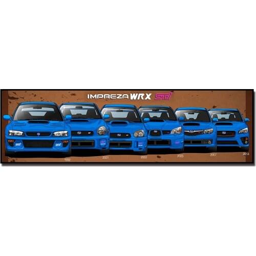 Wall Art Blue Cool Car Subaru STI Sports Car Fashion Poster Painting Canvas Prints Pictures For Living Room Bedside Home Decor