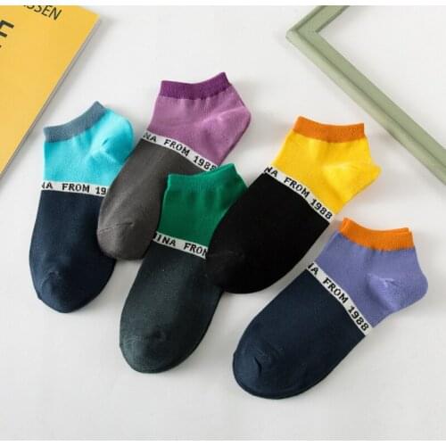 New Color Matching Letter Woman Socks Cotton Students Kawaii and Funny Socsks Women for Spring Autumn 41302