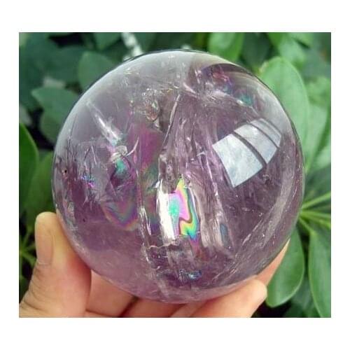 Huge Rainbow Natural Amethyst Quartz Ball 3.0 Inch Crystal Sphere Orb Reiki