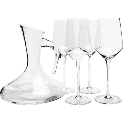 Wholesale Hand Blown High Quality Cute Design Clear Stock Wine Decanter Glass Sets