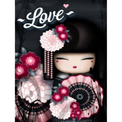 Full square round kimono dolls diamond painting diamond Embroidery sale cartoon diamond picture of Rhinestones art and Craft