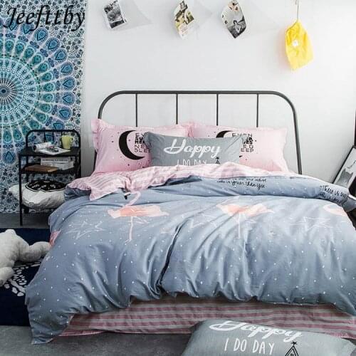Jeefttby Cartoon Flamingo Bedlinen Cotton Sheet Pillowcases Duvet Cover Set Printed Bedding Sets Europe Double Queen King Size