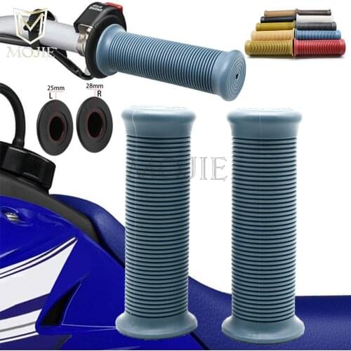 Motorcycle 25mm/28mm Retro Rubber Handlebar Hand Grip For Honda Suzuki Kawasaki Cafe Racer Bobber Custom Yamaha Ducati