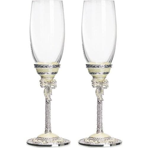 Luxurious Arts And Crafts Crystal Red Wine Cup Wedding Champagne Glass Champagne Glass Party Goblet Christmas Gift 2pcs/Set