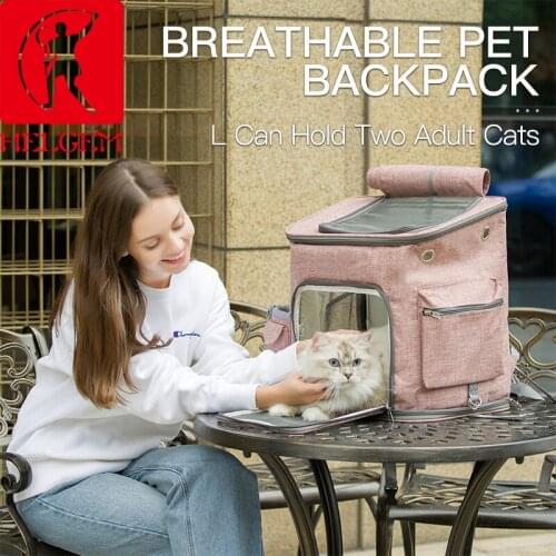 HELGEM Pet Cat Carrier Backpack Breathable Cat Travel Outdoor Shoulder Bag Portable Packaging Carrying Pet Supplies