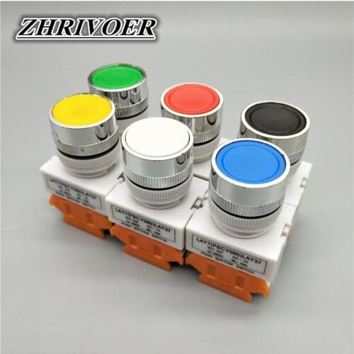 22mm LAY37 Y090 Self-locking/Self-reset Push Button Switches Red Green Blue Yellow White Black 1NO+1NC 10A/660VAC