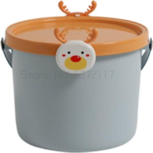 Cute childrens toys building block storage bucket storage box basket snacks baby LEGO storage box cartoon finishing with cover