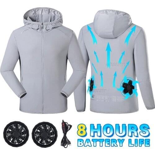 Summer Cooling Fan Jacket Cycling Fishing Camping Windbreaker Men USB Power Supply Running Hiking Air Conditioning Clothing