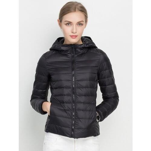 Women Winter Jacket 2020 New Ultra Light White Duck Down Jacket Fashion Warm Slim Hooded Down Coat for Women Portable Overcoat