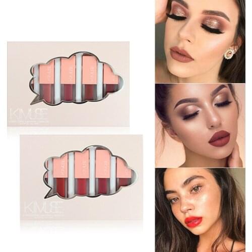 5pcs/Set Liquid Lipstick Red Matte Nude Lip Gloss Waterproof Long Lasting Lip Makeup Lip Glaze Lip Tint Cosmetics