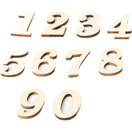 10Pcs/Set 0-9 Numbers Wooden Adhesive DIY Crafts Scrapbooking Embellishments for birthday, wedding and Christmas