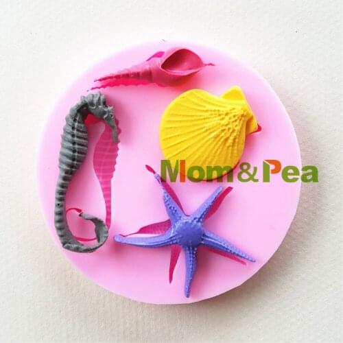 Mom&Pea 1117 Free Shipping Sea Horse Silicone mold Cake Decoration Fondant Cake 3D Mold Food Grade