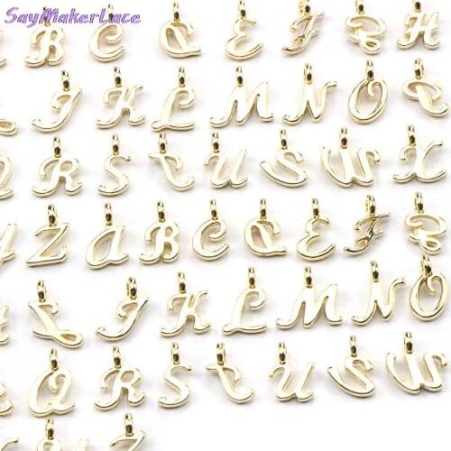 26/52pcs Fashion Ancient Letters Charms Gold 26 Letter Pendants DIY Necklace Keychain Jewelry Gift Making Tools Random Shape Hot