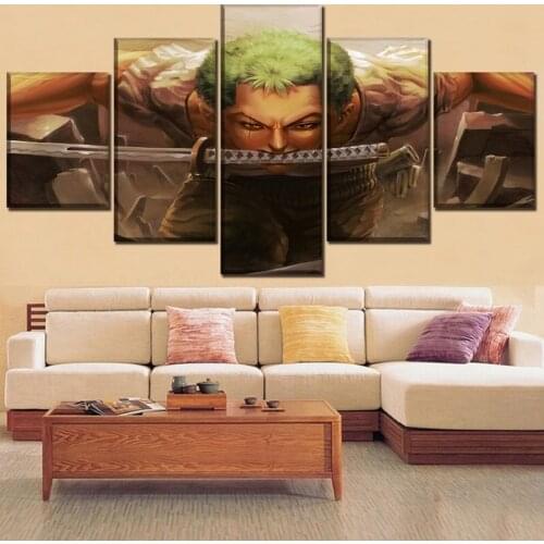 5 Pieces Anime One Piece Prints Painting Pictures Wall Art Modular Canvas Hd Poster Living Room Bedroom Modern Home Decor